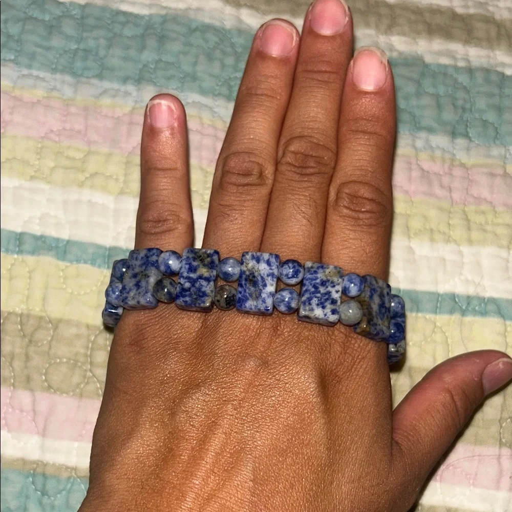 Blue Sodalite Stretch Bracelet - Women's Natural Stone Jewelry